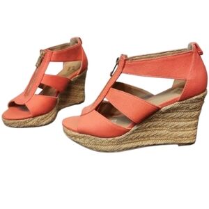 Report Women's Coral Canvas Zippy 4" Wedges Size 7